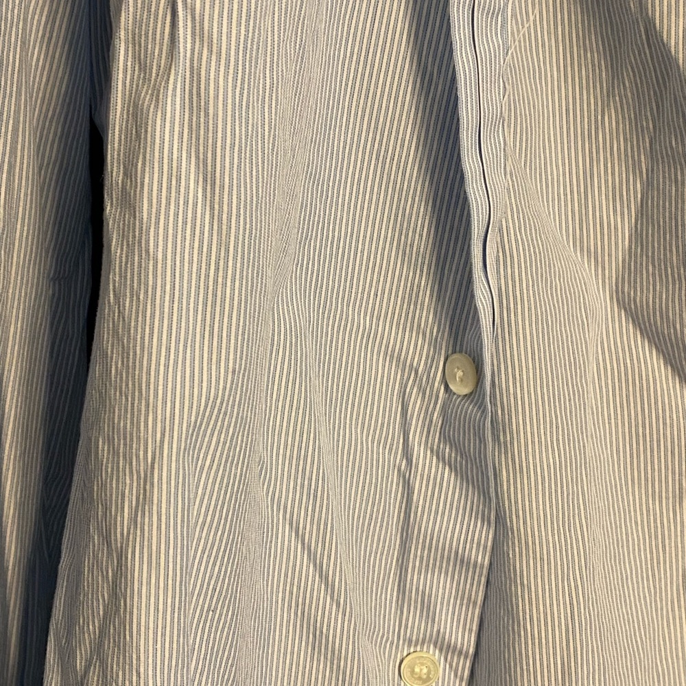 Burberry Blue Stripe Cotton Button Down
